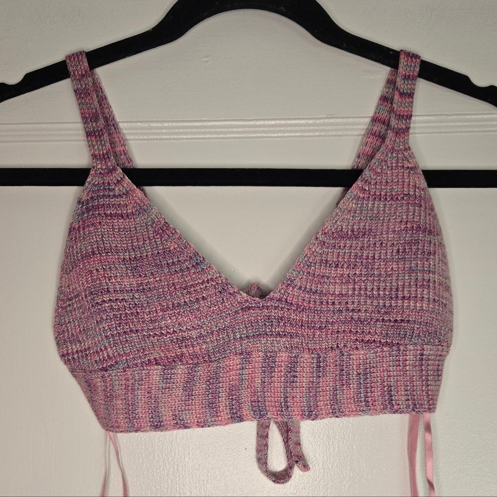 Knit Crop Top - Women's X-Small - Pink, Purple & Blue